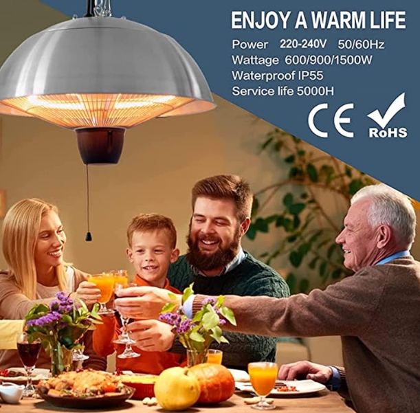 Waterproof heater for pergola